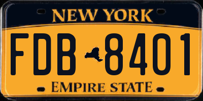 NY license plate FDB8401