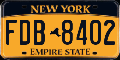 NY license plate FDB8402