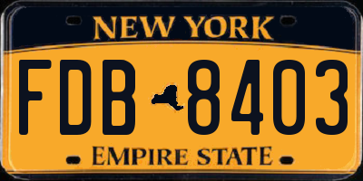 NY license plate FDB8403