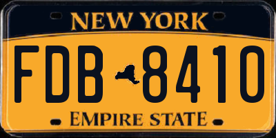 NY license plate FDB8410