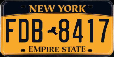 NY license plate FDB8417