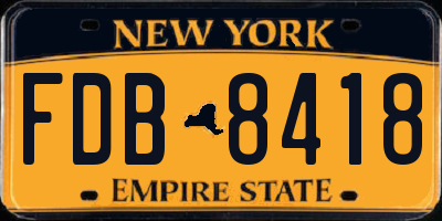 NY license plate FDB8418