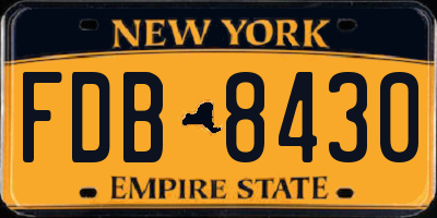 NY license plate FDB8430