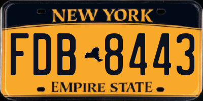 NY license plate FDB8443