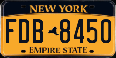 NY license plate FDB8450