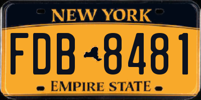 NY license plate FDB8481