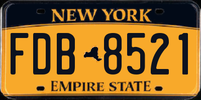 NY license plate FDB8521