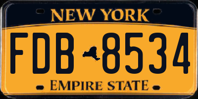 NY license plate FDB8534