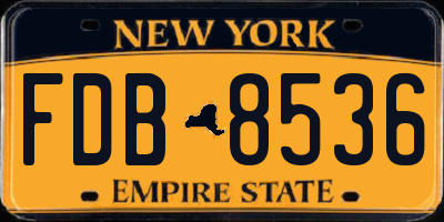 NY license plate FDB8536