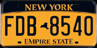 NY license plate FDB8540
