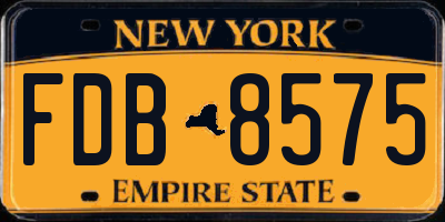NY license plate FDB8575
