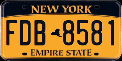 NY license plate FDB8581