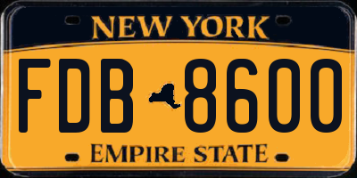 NY license plate FDB8600