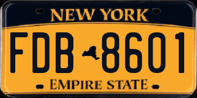 NY license plate FDB8601