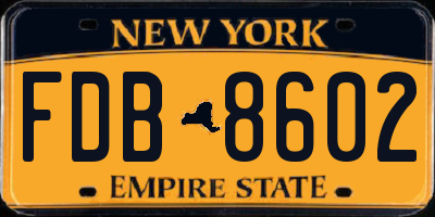 NY license plate FDB8602