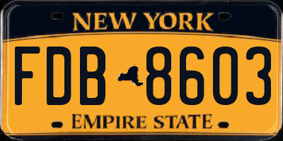 NY license plate FDB8603