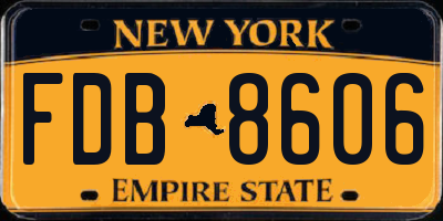 NY license plate FDB8606