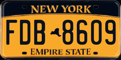 NY license plate FDB8609