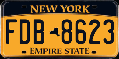 NY license plate FDB8623