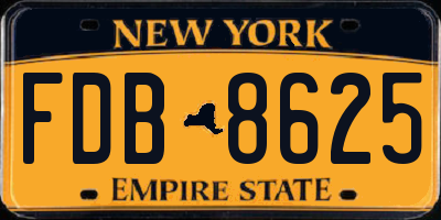 NY license plate FDB8625