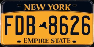 NY license plate FDB8626