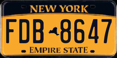 NY license plate FDB8647