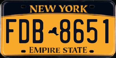 NY license plate FDB8651
