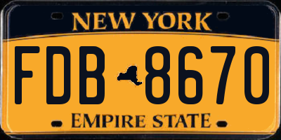 NY license plate FDB8670