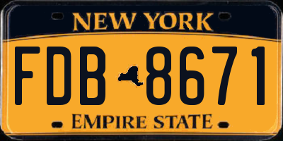 NY license plate FDB8671