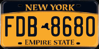 NY license plate FDB8680