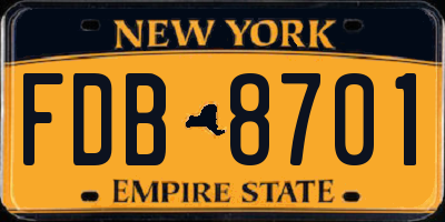 NY license plate FDB8701