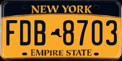 NY license plate FDB8703