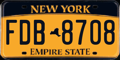 NY license plate FDB8708