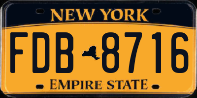 NY license plate FDB8716