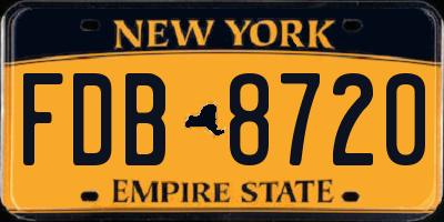 NY license plate FDB8720
