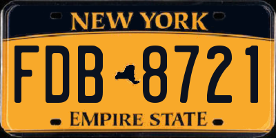 NY license plate FDB8721