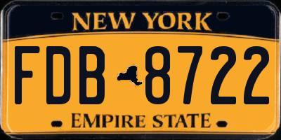 NY license plate FDB8722
