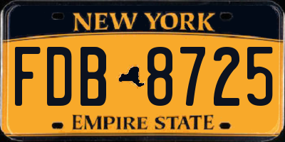 NY license plate FDB8725