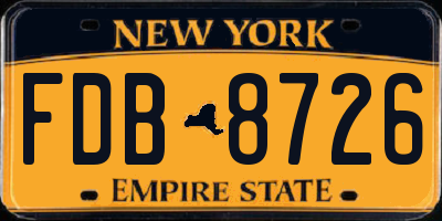 NY license plate FDB8726