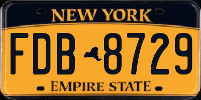 NY license plate FDB8729