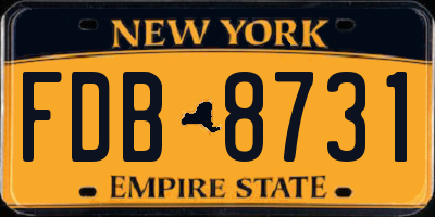 NY license plate FDB8731