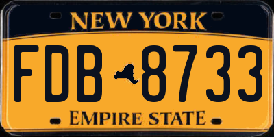 NY license plate FDB8733