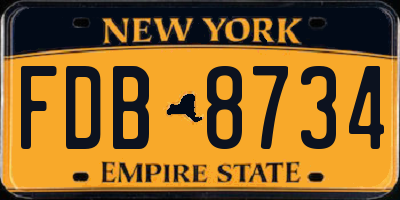 NY license plate FDB8734