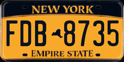 NY license plate FDB8735