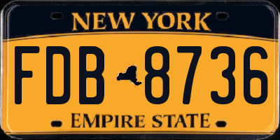 NY license plate FDB8736
