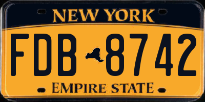 NY license plate FDB8742