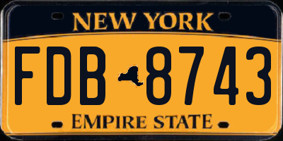 NY license plate FDB8743