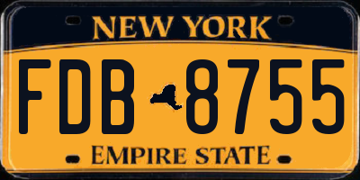 NY license plate FDB8755
