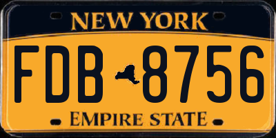 NY license plate FDB8756