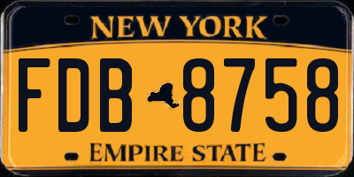 NY license plate FDB8758